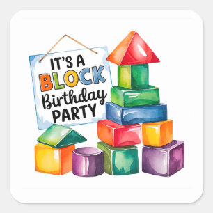 Bouwstenen bij de Birthday Bash Vierkante Sticker