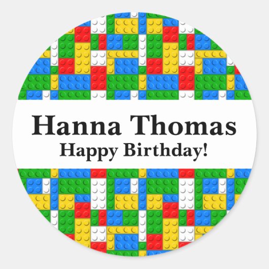 Bouwstenen Birthday Ronde Sticker (Voorkant)