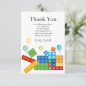 bouwstenen, blok, speelgoed steen dank je kaart (Staand voorkant)