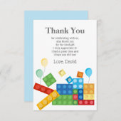 bouwstenen, blok, speelgoed steen dank je kaart (Voorkant / Achterkant)