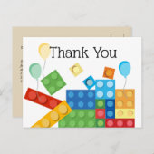 bouwstenen, blok, speelgoed steen dank je kaart (Voorkant / Achterkant)