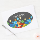 bouwstenen, blok, speelgoed steen ovale sticker (Envelop)