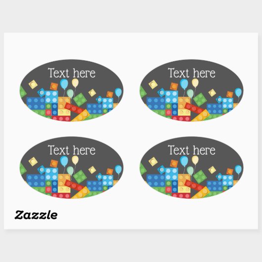 bouwstenen, blok, speelgoed steen ovale sticker (Vel)