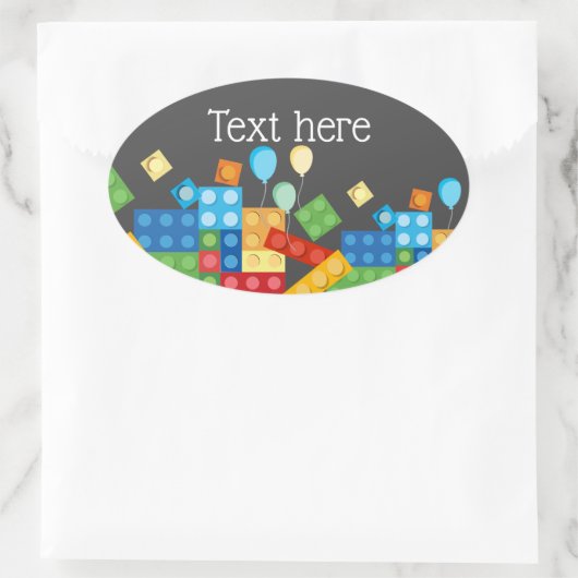 bouwstenen, blok, speelgoed steen ovale sticker (Tas)