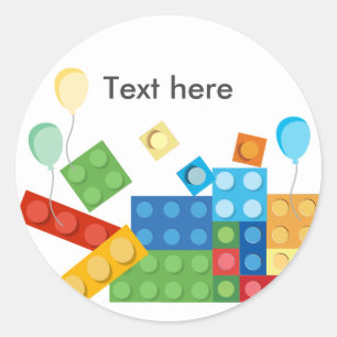 bouwstenen, blok, speelgoed steen ronde sticker