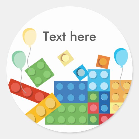 bouwstenen, blok, speelgoed steen ronde sticker (Voorkant)