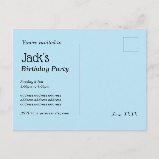 bouwstenen, blok, speelgoed steen uitnodiging briefkaart (Achterkant)