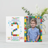 Bouwstenen Blokken 2 jaar uitnodiging (Staand voorkant)