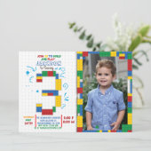 Bouwstenen Blokken 3 jaar uitnodiging (Staand voorkant)