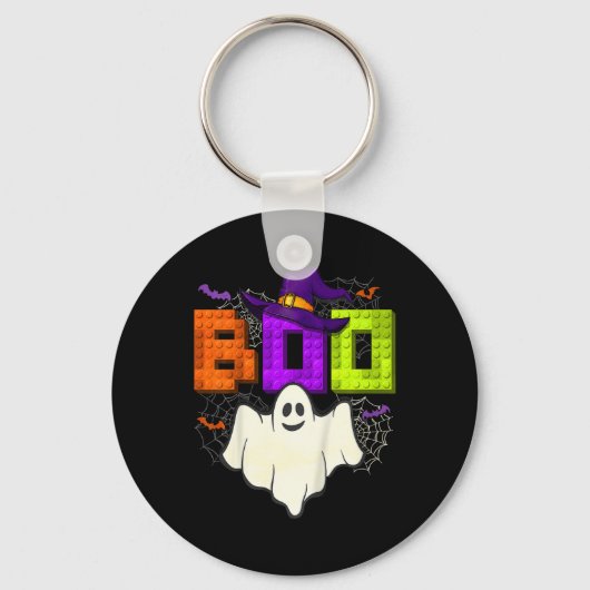 Bouwstenen Boo Halloween Ghost Witch Group Bo Sleutelhanger (Voorkant)