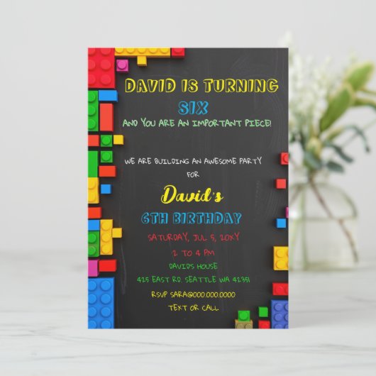 Bouwstenen Bouwstenen Blokken Verjaardag Kaart (Staand voorkant)