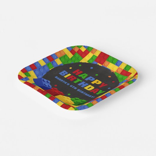 Bouwstenen Boy Birthday Bricks Papier Bord (Gebogen)