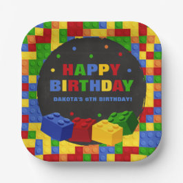 Bouwstenen Boy Birthday Bricks Papier Bord