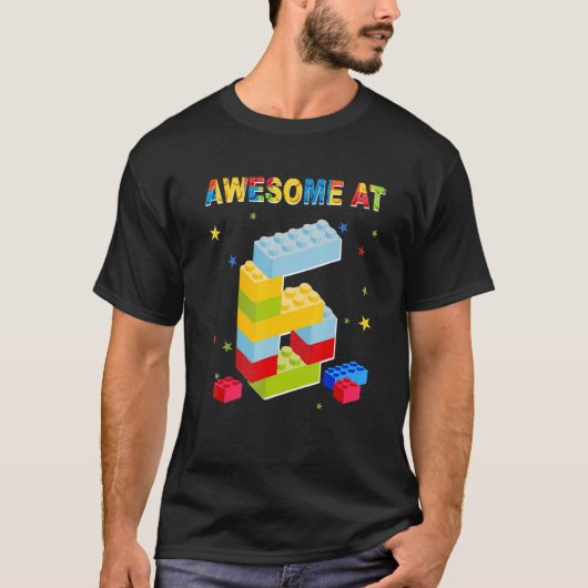 Bouwstenen Bricks 6 jaar oud Geweldige 6e BIR T-shirt (Voorkant)