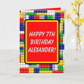 Bouwstenen Bricks Smart Boy's Verjaardag Kaart (Gele Bloem)