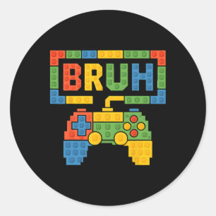 Bouwstenen Bruh Jongens Kinderverjaardag Baksteen Ronde Sticker
