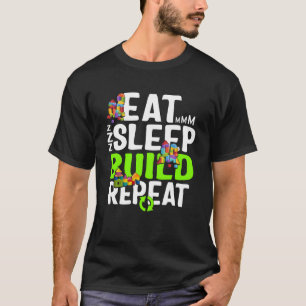 Bouwstenen Eet Slaap Build Herhaal voor Jongens Ki T-shirt