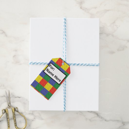 Bouwstenen en bakstenen Naam Tag Cadeaulabel (Met Touw)