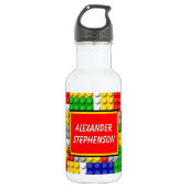 Bouwstenen Gepersonaliseerde naam Boy's School Waterfles (Voorkant)