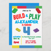 Bouwstenen Jongen 4e Verjaardag Speelgoed Kaart (Voorkant / Achterkant)