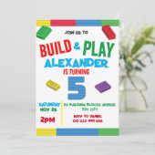 Bouwstenen Jongen 5e Verjaardag Speelgoed Kaart (Staand voorkant)