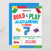 Bouwstenen Jongen 7e Verjaardag Speelgoed Kaart (Voorkant / Achterkant)