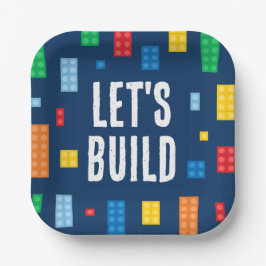 Bouwstenen Jongen Verjaardag Papieren Bordje