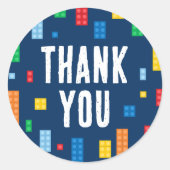 Bouwstenen Jongen Verjaardag Ronde Sticker (Voorkant)