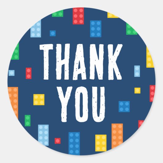 Bouwstenen Jongen Verjaardag Ronde Sticker (Voorkant)