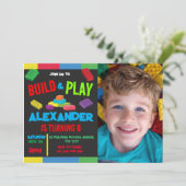 Bouwstenen Jongen Verjaardag Speelgoed Foto 6e 7e  Kaart (Staand voorkant)