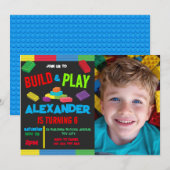 Bouwstenen Jongen Verjaardag Speelgoed Foto 6e 7e  Kaart (Voorkant / Achterkant)