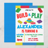 Bouwstenen Jongen Verjaardag Speelgoed Kaart (Voorkant / Achterkant)