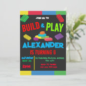 Bouwstenen Jongen Verjaardag Speelgoed Zwart Kaart (Staand voorkant)