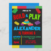 Bouwstenen Jongen Verjaardag Speelgoed Zwart Kaart (Voorkant / Achterkant)