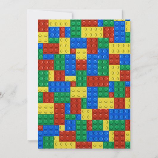 Bouwstenen Jongen Verjaardag Uitnodiging (Achterkant)