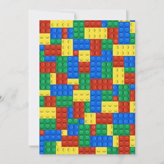 Bouwstenen Jongen Verjaardag Uitnodiging (Achterkant)