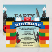 Bouwstenen Kasteel Verjaardag Uitnodigingen (Voorkant / Achterkant)