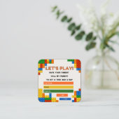 Bouwstenen Kinder Speeldatum Oproepkaarten Vierkante Visitekaartje (Staand voorkant)