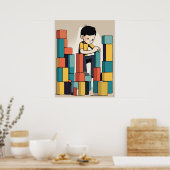 Bouwstenen - Kinderen speelgoed Poster (Keuken)