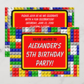 Bouwstenen Primaire Colour Boy's Birthday/Party Kaart (Voorkant / Achterkant)