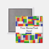 Bouwstenen Primaire Colour Boy's Birthday/Party Magneet (Voorkant / Achterkant)