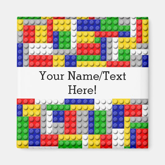 Bouwstenen Primaire Colour Boy's Birthday/Party Magneet (Voorkant)