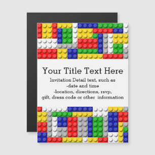 Bouwstenen Primaire Colour Boy's Birthday/Party Magnetische Uitnodiging