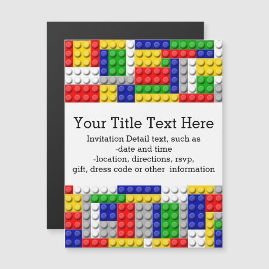 Bouwstenen Primaire Colour Boy's Birthday/Party Magnetische Uitnodiging (Voorkant / Achterkant)