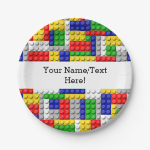 Bouwstenen Primaire Colour Boy's Birthday/Party Papieren Bordje