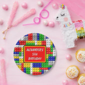 Bouwstenen Primaire Colour Boy's Birthday/Party Papieren Bordje (Feest)