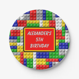 Bouwstenen Primaire Colour Boy's Birthday/Party Papieren Bordje