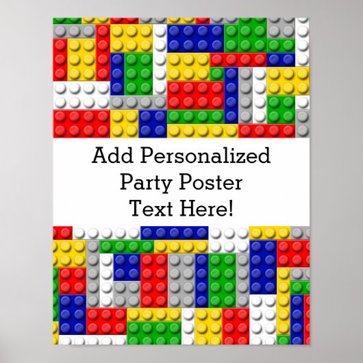 Bouwstenen Primaire Colour Boy's Birthday/Party Poster (Voorkant)