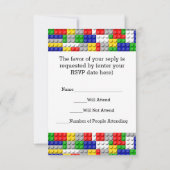 Bouwstenen Primaire Colour Boy's Birthday/Party RSVP Kaartje (Achterkant)