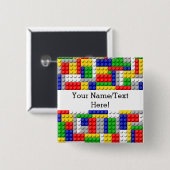 Bouwstenen Primaire Colour Boy's Birthday/Party Vierkante Button 5,1 Cm (Voorkant /achterkant)